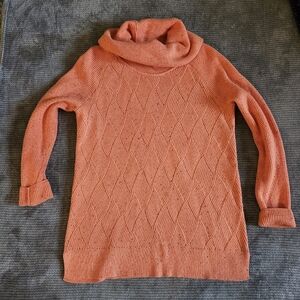 Talbots Women's Cowl Neck Size Medium Peach Textured Long Sleeve Sweater Fall